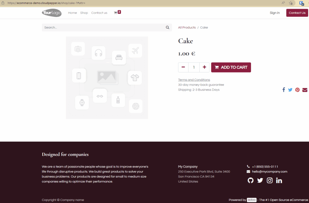Odoo product page