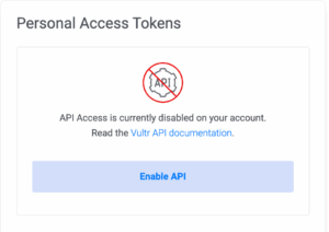 Enable Vultr API for your account