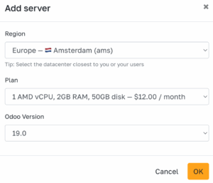 Vultr server options